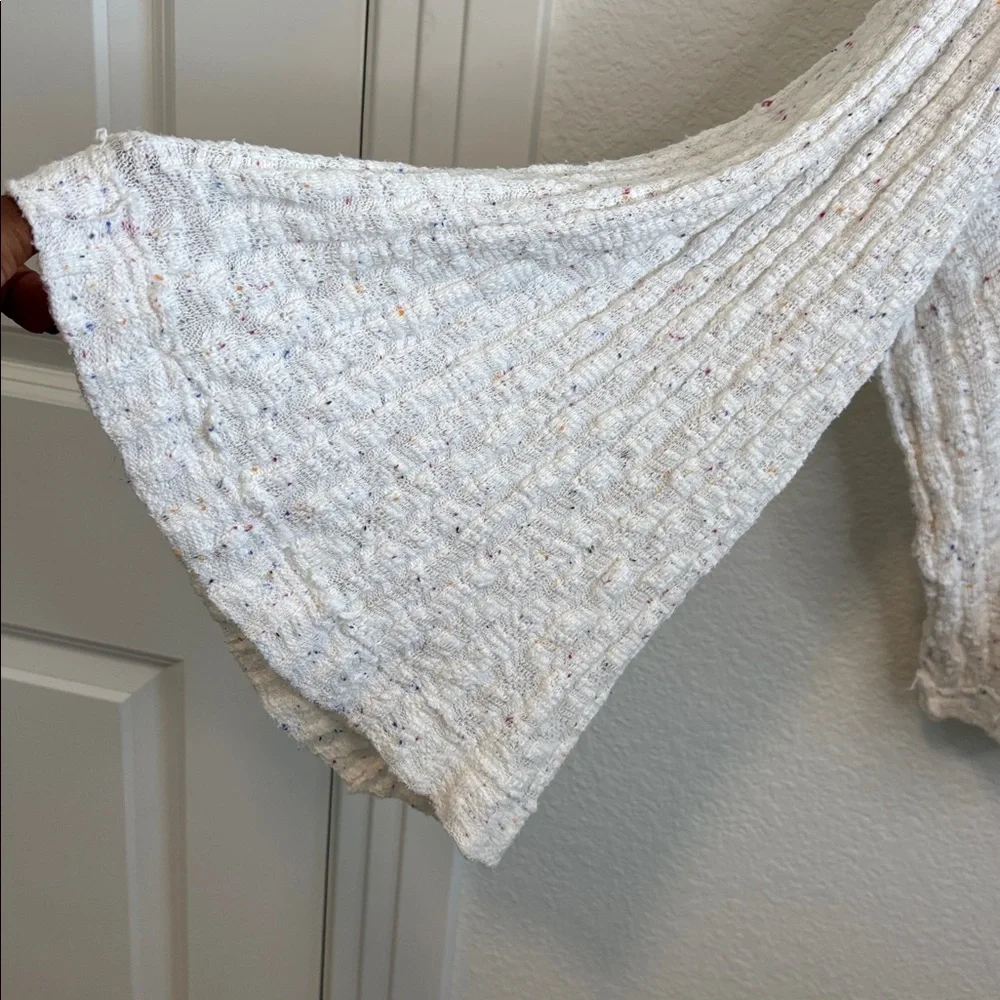 Free People Baja Babe Hacci Hooded Pullover White Multicolor Speckles Top M - Picture 7 of 13